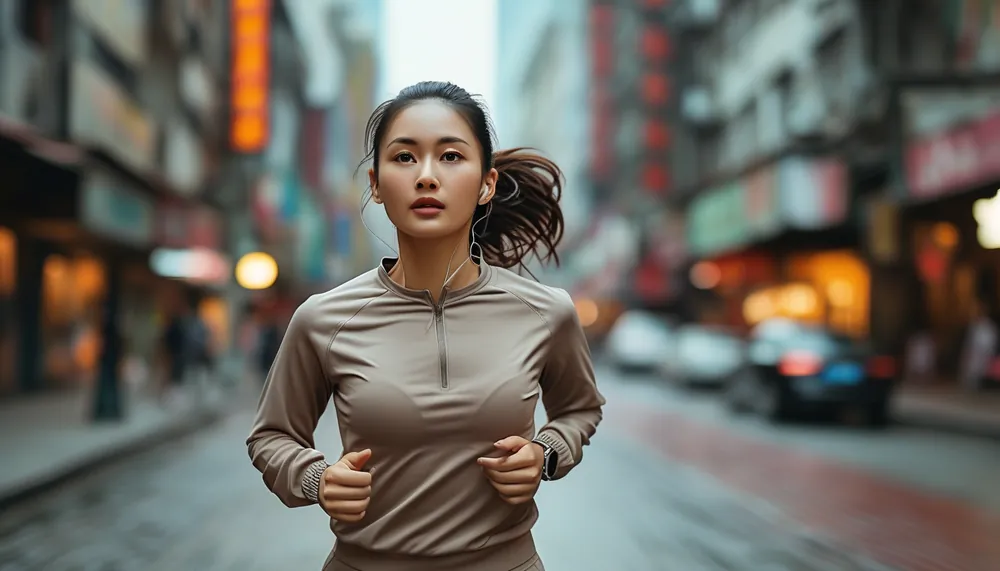 Woman going for a run while traveling in a new city